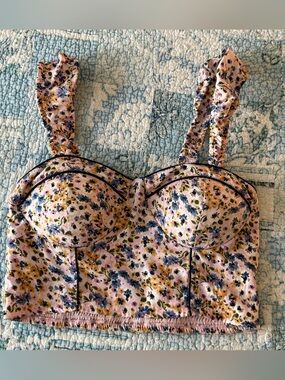 Floral Pink Bustier Crop Top - Women's Intimates